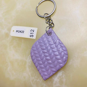 Polymer Clay - Diamond Drop Keyring - Knit (Lilac) SOLD