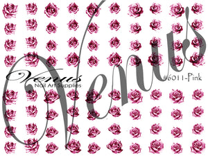 Water Transfer Decals - Pink Rose Tattoo #6011 - Venus Nail Art Supplies Australia